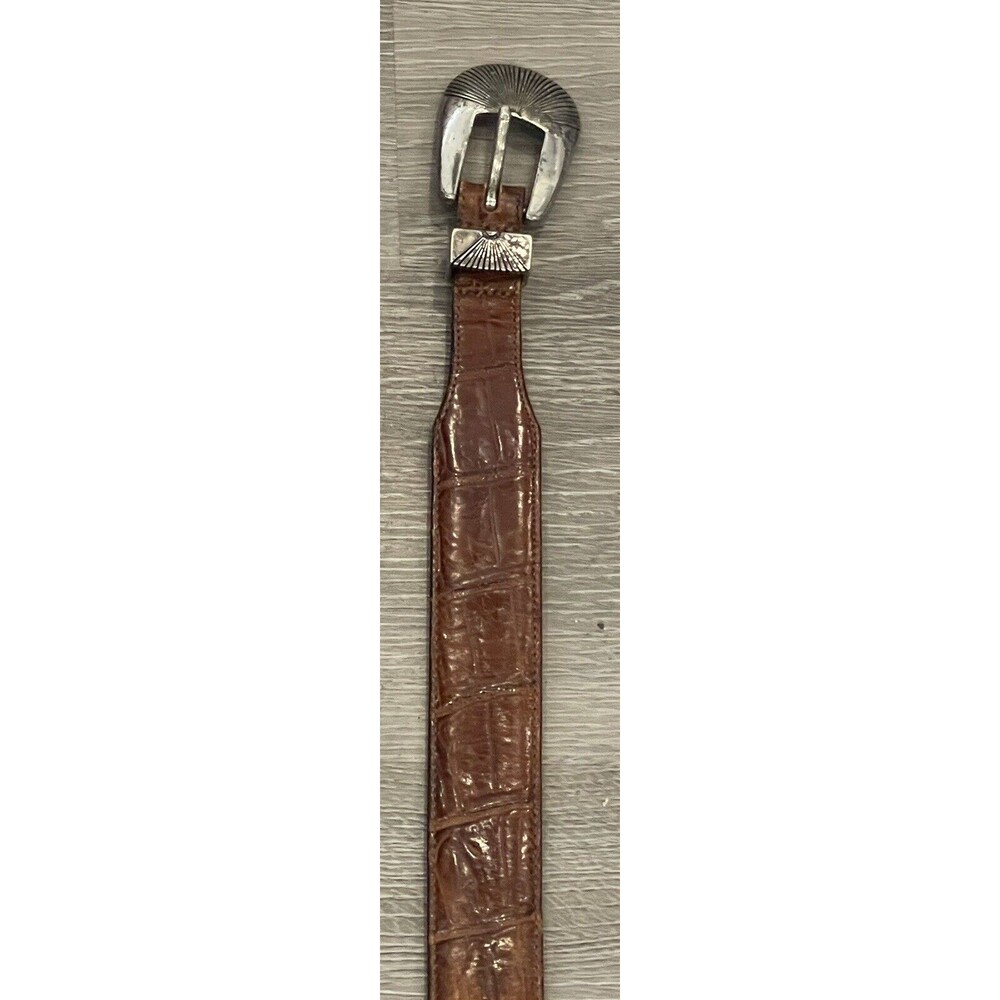 Brighton Onyx #17407 Alligator Grain Brown Leather Belt Size 28